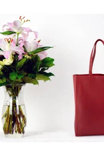 Red Full-grain leather tote bag