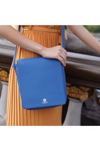 Blue Full-grain leather shoulder bag