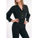 Black-Noe-1 Black long-sleeved jumpsuit made of silk