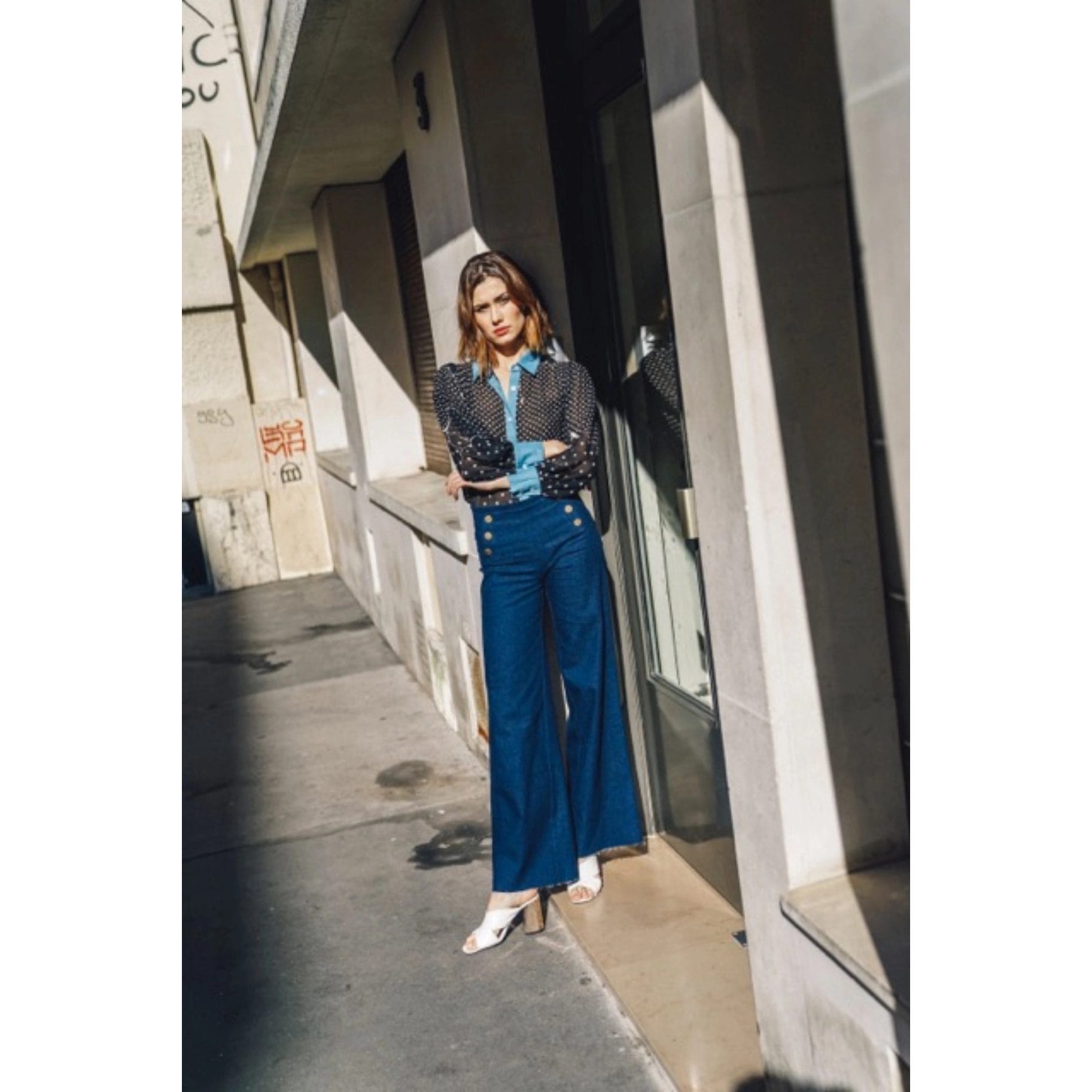 Blue Hight waist jeans for woman