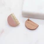 Coconut-Nude-1 Half-moon earrings made of leather and wood
