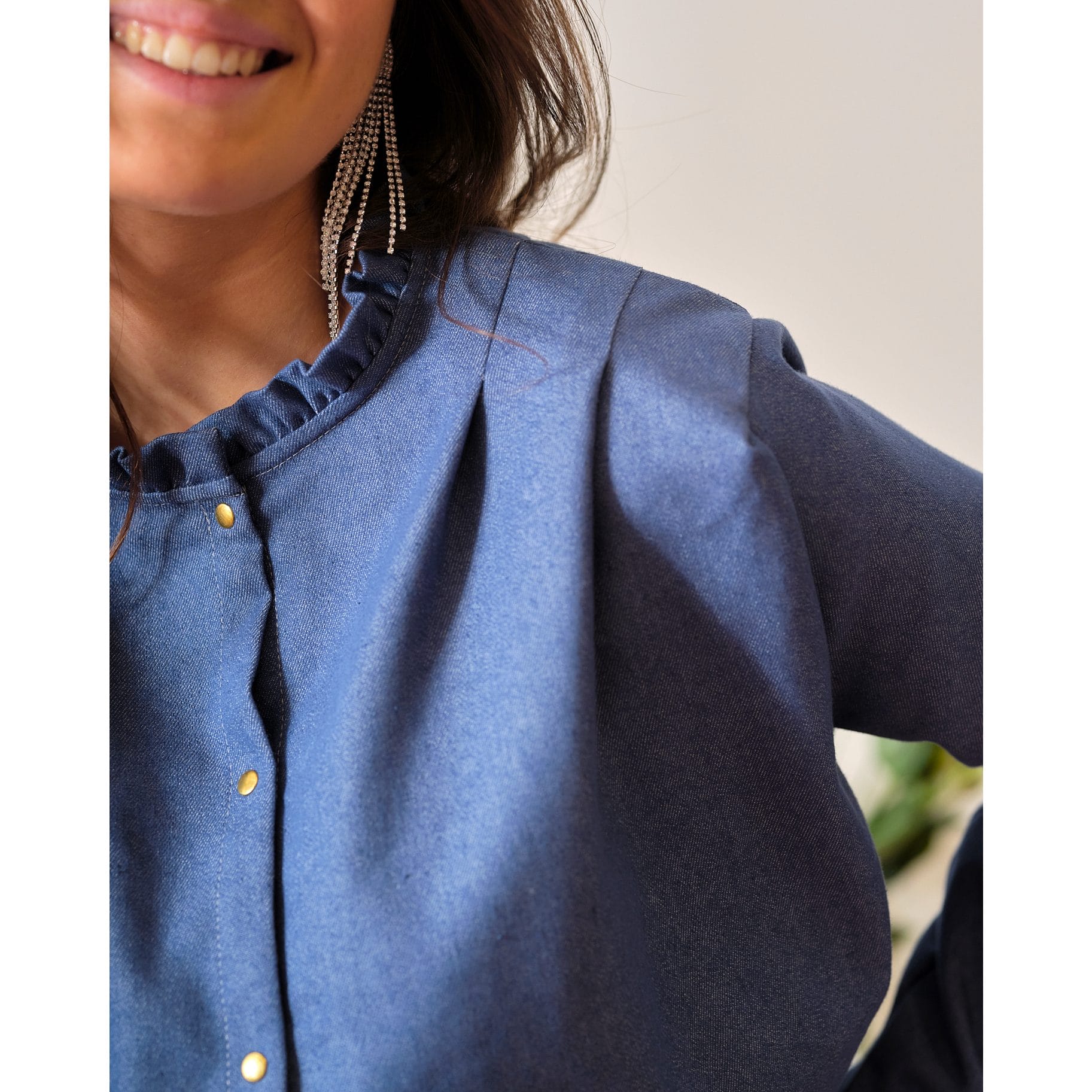 Chic blue denim blouse