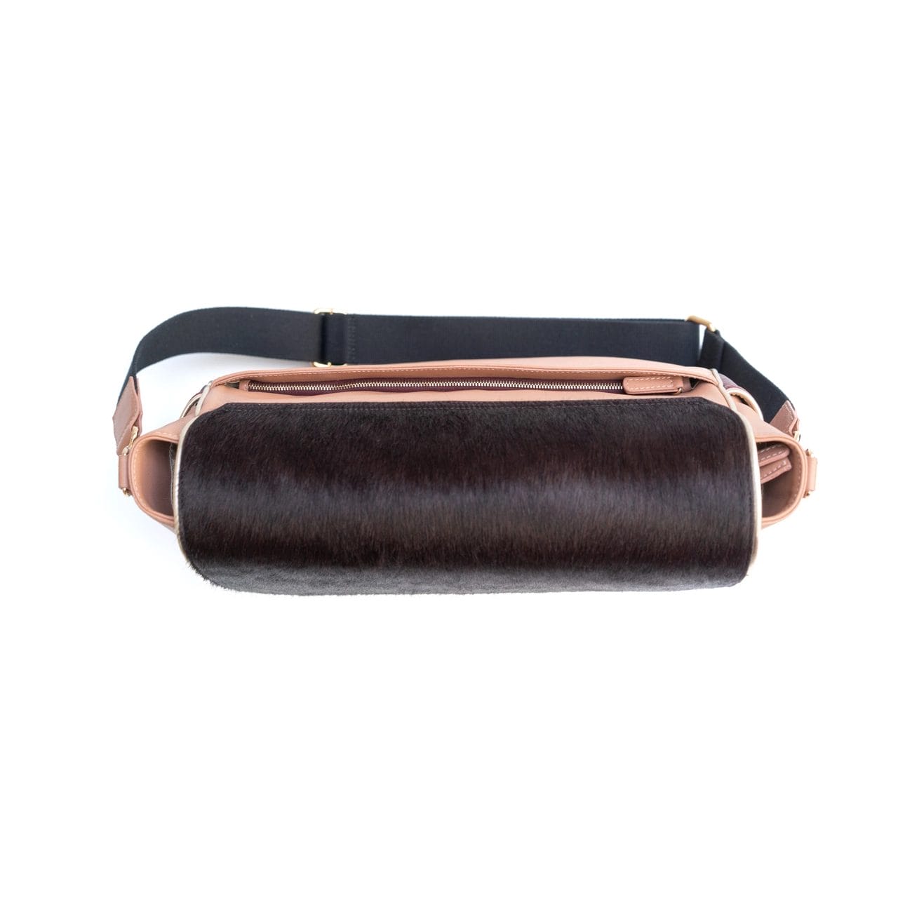 Red and beige leather computer and diaper bag