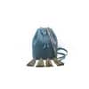 Lola-1 Blue leather bag with pompom