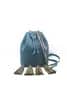 Blue leather bag with pompom