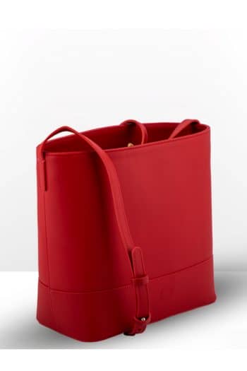 Red Full-grain leather bucket bag