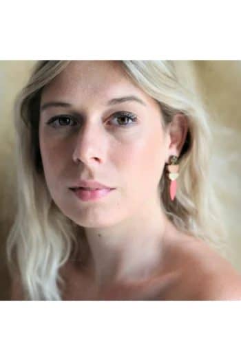 Poetics earrings made of woods and leathers