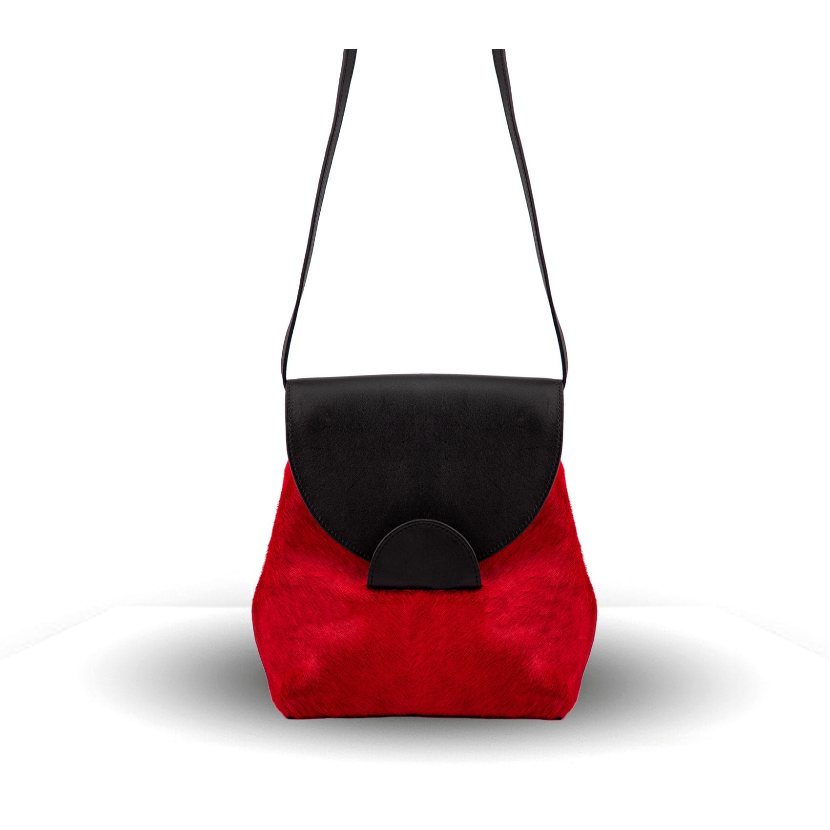 Red and Black Full-grain leather convertible bag