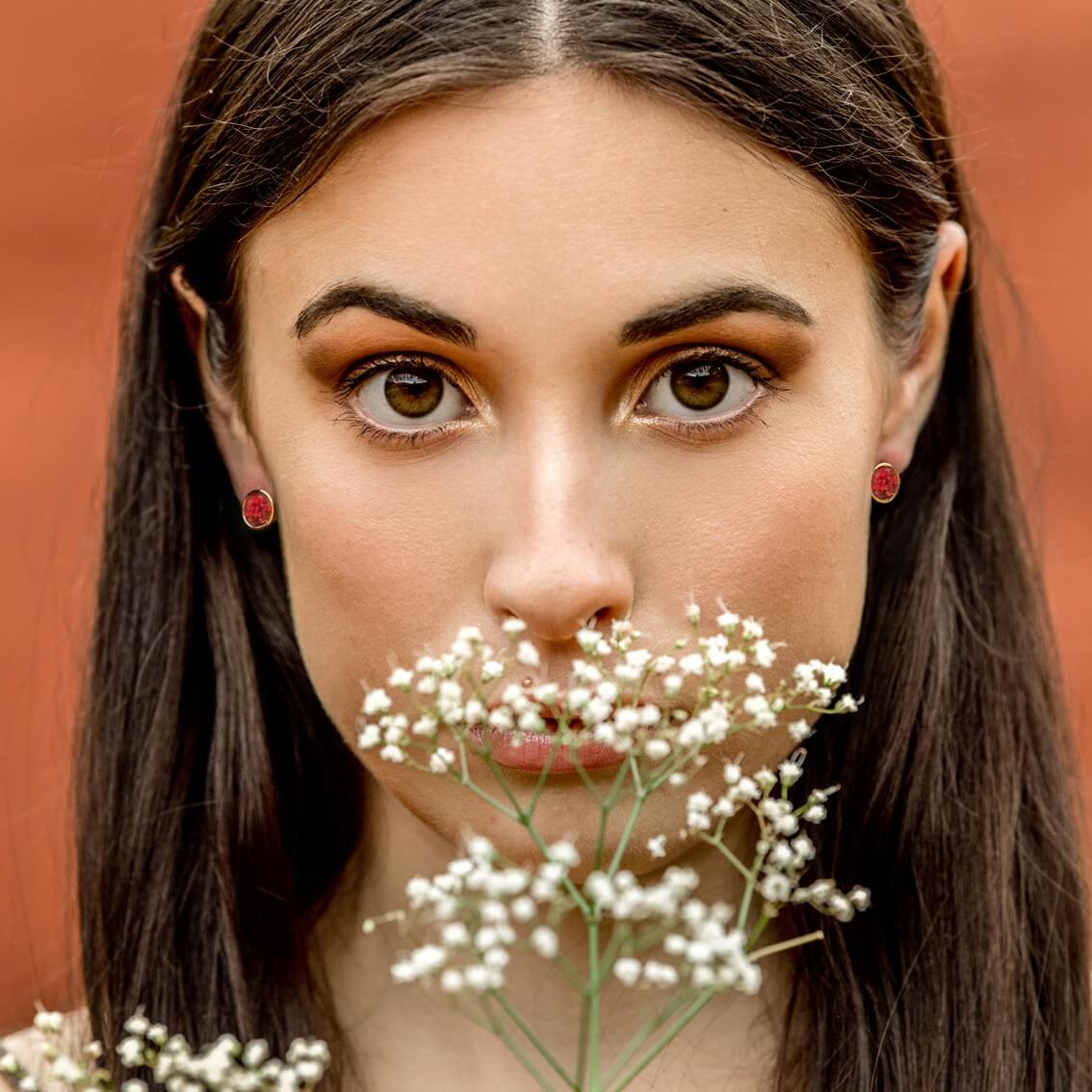 Earrings made from flowers and gold filled