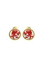 Red flower earrings