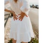 Tiffany-1 Frilly waist white skirt
