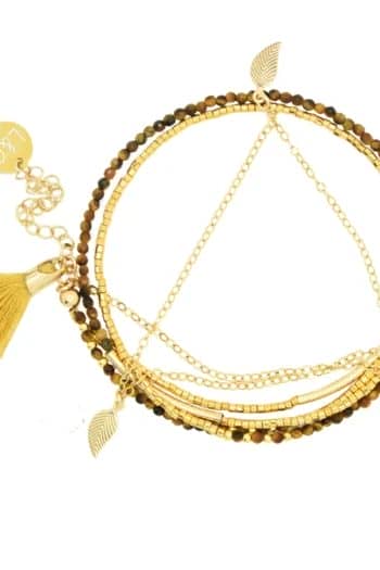 2-turn bracelet from tiger's eye and gold-filled