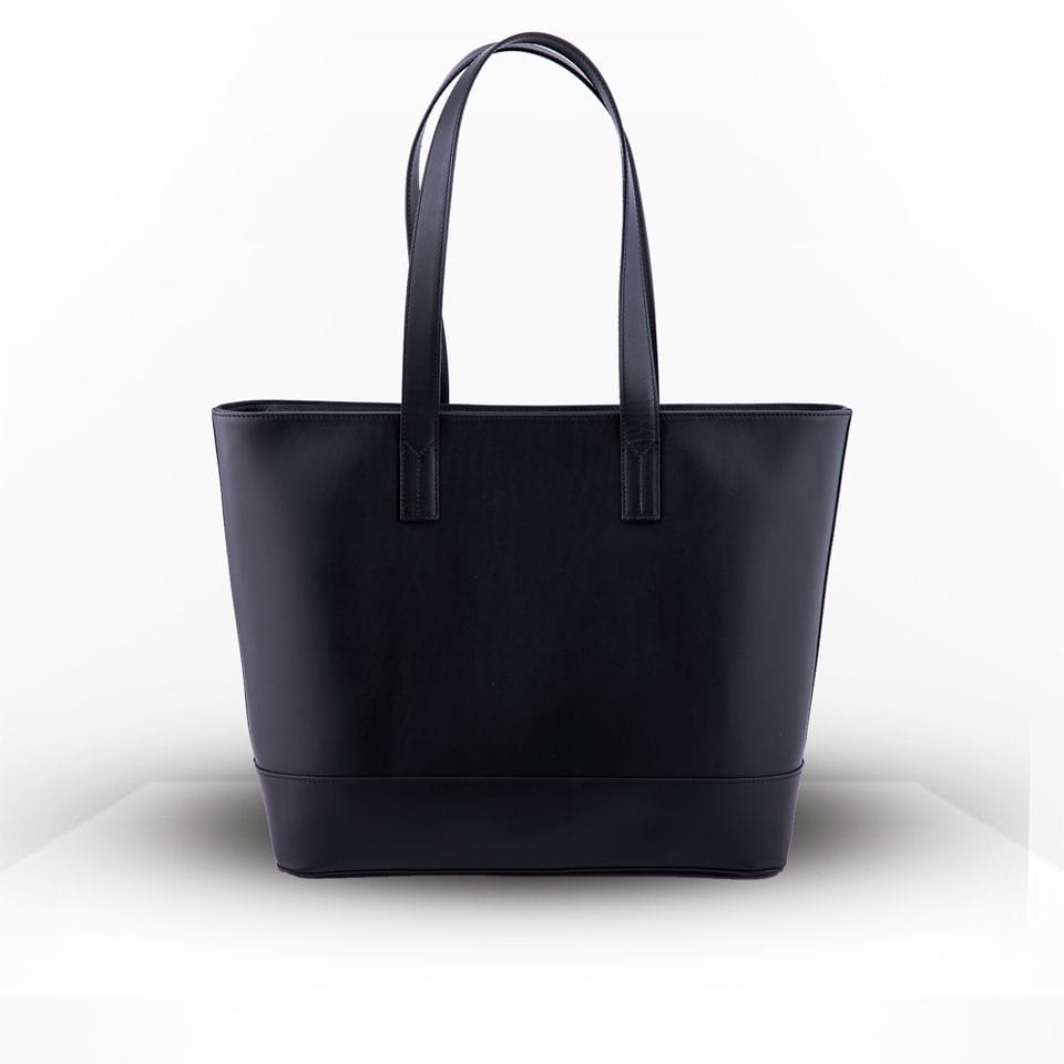 Black Full-grain leather large tote bag