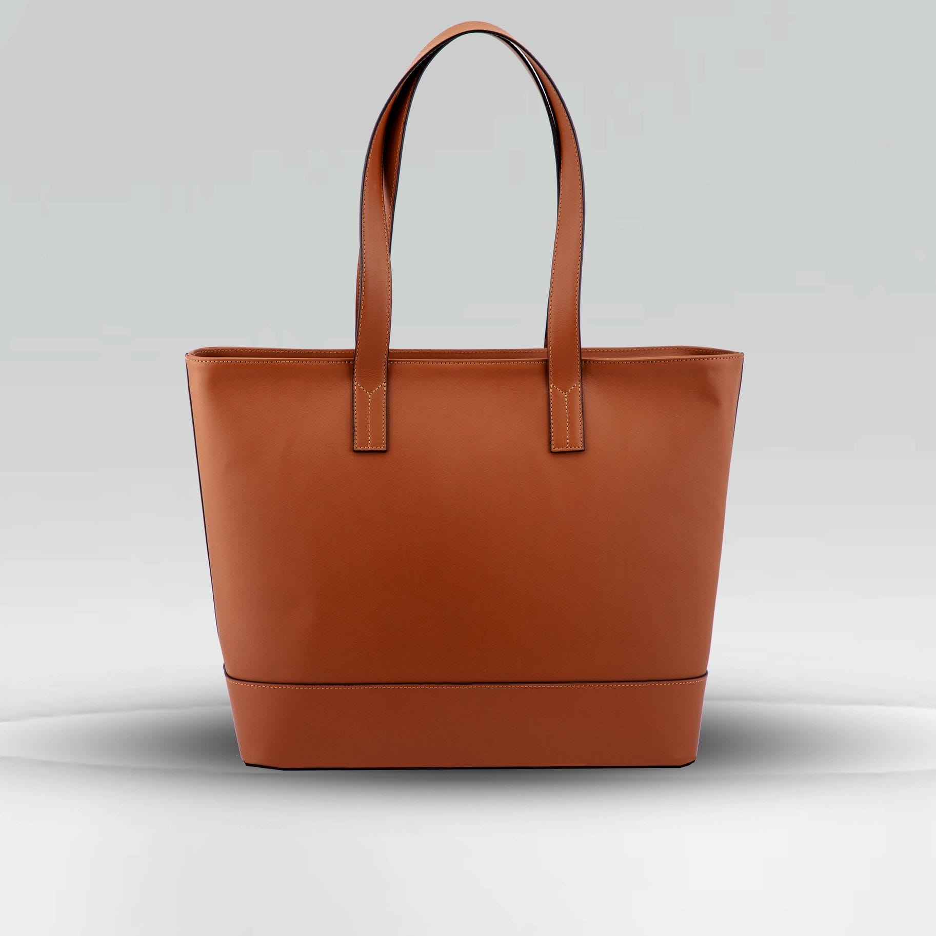Brown Full-grain leather large tote bag