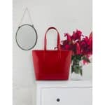 Tullipe-Red-1 Red Full-grain leather large tote bag